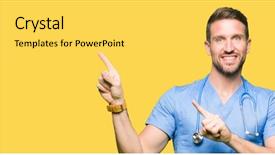  Presentation with medical smiling doctor - Presentation theme featuring handsome doctor man wearing medical background and a  colored foreground