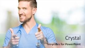  Presentation with medical - Colorful slides enhanced with handsome doctor man wearing medical backdrop and a  colored foreground