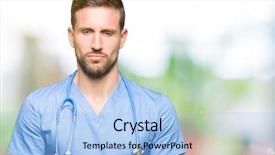  Presentation with facial pain medical man - Slides having handsome doctor man wearing medical background and a  colored foreground