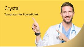  Presentation with medical protective wears - Audience pleasing slide deck consisting of handsome doctor man wearing medical backdrop and a  colored foreground