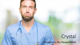  Presentation with facial pain medical man - Colorful presentation theme enhanced with handsome doctor man wearing medical backdrop and a  colored foreground