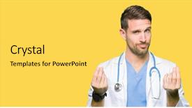  Presentation with medical business - Presentation theme featuring handsome doctor man wearing medical background and a yellow colored foreground