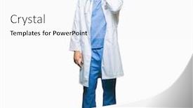  Presentation with medical eye - Amazing presentation theme having handsome doctor man wearing medical uniform over isolated background covering one eye with hand with confident smile on face and surprise emotion backdrop and a white colored foreground