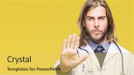  Presentation with long hair man - Presentation with handsome doctor man with long background and a  colored foreground