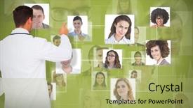  Presentation with green - PPT theme enhanced with handsome doctor pointing against green background and a yellow colored foreground