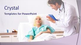  Presentation with doctor visiting family - Slide deck having handsome doctor visiting female oncology background and a sky blue colored foreground