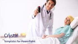  Presentation with doctor visiting family a new born - Theme with handsome doctor visiting female oncology background and a sky blue colored foreground