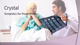  Presentation with doctor visiting family - PPT layouts with handsome doctor visiting female oncology background and a sky blue colored foreground