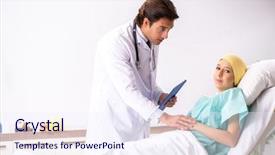  Presentation with doctor visiting family a new born - Audience pleasing theme consisting of handsome doctor visiting female oncology backdrop and a sky blue colored foreground