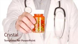  Presentation with prescription medication - Theme enhanced with handsome doctor with medication in prescription bottles background and a lemonade colored foreground