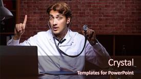  Presentation with night - Colorful PPT layouts enhanced with handsome doctor working night time backdrop and a  colored foreground