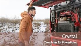  Presentation with truck driver - Amazing slide set having motor delivery - handsome driver near truck backdrop and a violet colored foreground