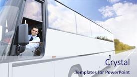  Presentation with driver - Amazing theme having handsome driver sitting in bus backdrop and a sky blue colored foreground