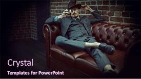  Presentation with rich man - Slide set enhanced with handsome-drunk-man-sitting-relaxed background and a wine colored foreground