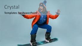  Presentation with snowboard - Colorful slide set enhanced with handsome-excited-sportsman-riding backdrop and a light blue colored foreground
