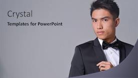  Presentation with black man fashion - PPT layouts consisting of handsome-fashion-model-elegant-man background and a light gray colored foreground