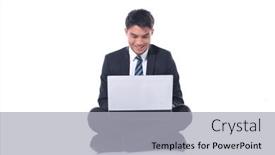  Presentation with man wear black suit - Presentation enhanced with handsome-fashion-model-elegant-man background and a light gray colored foreground