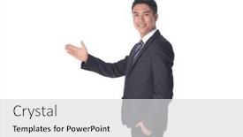  Presentation with man wear black suit - Slide set with handsome-fashion-model-elegant-man background and a light gray colored foreground