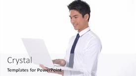  Presentation with tie - Presentation theme having handsome-fashion-model-elegant-man background and a sky blue colored foreground