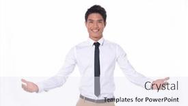  Presentation with tie - Presentation theme having handsome-fashion-model-elegant-man background and a sky blue colored foreground