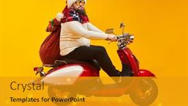  Presentation with shining stars - Slide deck enhanced with handsome-fat-man-in-santa background and a gold colored foreground