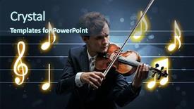  Presentation with sheet music - Audience pleasing slides consisting of handsome fiddler playing with music backdrop and a  colored foreground