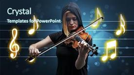  Presentation with sheet music - Audience pleasing presentation consisting of handsome fiddler playing with music backdrop and a  colored foreground