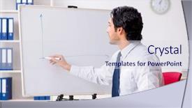  Presentation with financial stability eurozone - PPT theme with handsome financial speciaist in front background and a sky blue colored foreground