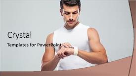 Presentation with smart watch red heart - Slide deck having pedometer - handsome fitness man using smart background and a light gray colored foreground