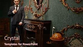  Presentation with old style vintage postcard - PPT layouts having handsome-gentleman-poses background and a wine colored foreground