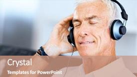  Presentation with gray - Audience pleasing slide set consisting of handsome gray haired senior man backdrop and a  colored foreground