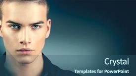  Presentation with makeup fashion model applying lipstick - Amazing theme having handsome guy closeup stylish hair backdrop and a ocean colored foreground