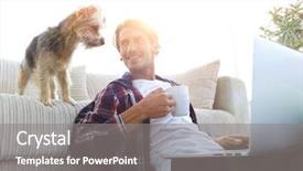  Presentation with varieties of tea - Cool new presentation theme with handsome guy is drinking tea backdrop and a gray colored foreground