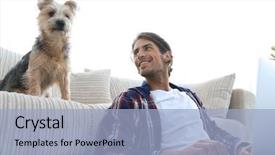  Presentation with tea - Beautiful slide set featuring handsome guy is drinking tea backdrop and a  colored foreground