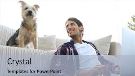  Presentation with tea coffee - PPT theme with handsome guy is drinking tea background and a light blue colored foreground