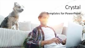  Presentation with tea - Presentation theme featuring handsome guy is drinking tea background and a white colored foreground