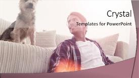  Presentation with tea - Colorful presentation theme enhanced with handsome guy is drinking tea backdrop and a pink colored foreground