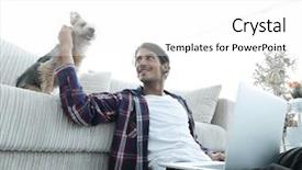  Presentation with ice milk tea - Presentation theme with handsome guy is drinking tea background and a  colored foreground