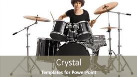  Presentation with drums - PPT theme having handsome-guy-playing-drums-isolated background and a gray colored foreground