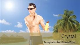  Presentation with water sun - PPT layouts with handsome guy putting on sun background and a yellow colored foreground