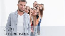  Presentation with group - Audience pleasing PPT theme consisting of handsome-guy-standing-in-front backdrop and a lemonade colored foreground