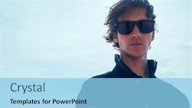  Presentation with long hair man - PPT theme enhanced with handsome-guy-with-long-hair background and a light blue colored foreground