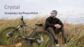  Presentation with cycling - Colorful slides enhanced with handsome-happy-guy-in-sunglasses backdrop and a sky blue colored foreground