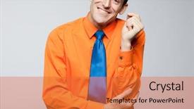  Presentation with blue orange - Presentation theme enhanced with handsome happy man in orange background and a  colored foreground