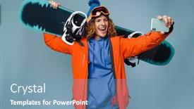  Presentation with snowboard - Slide deck with handsome-happy-sportsman-taking-selfie background and a teal colored foreground