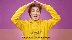  Presentation with hands holding - Presentation theme consisting of handsome-happy-teenager-in-trendy background and a gold colored foreground