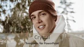  Presentation with outdoor activities - Presentation theme having handsome-happy-young-man background and a coral colored foreground