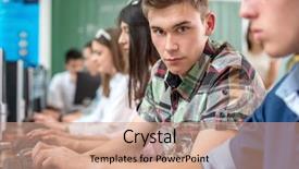  Presentation with highschool - Beautiful presentation theme featuring handsome-highschool-student-in-front backdrop and a coral colored foreground