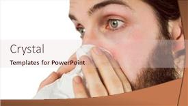  Presentation with nose - Amazing PPT theme having handsome hipster blowing his nose on white background backdrop and a lemonade colored foreground