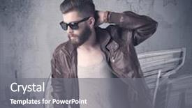  Presentation with graffiti - PPT layouts having handsome hipster guy with beard and sunglasses standing in front of an urban wall with graffiti concept background and a gray colored foreground